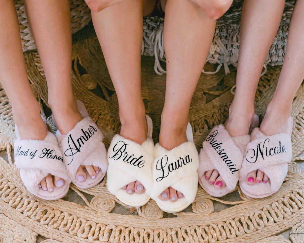 Bride Bridesmaid Slippers | Bachelorette Party Bridal Shower Gift Holiday Gifts For Best Friend Maid Of Honor