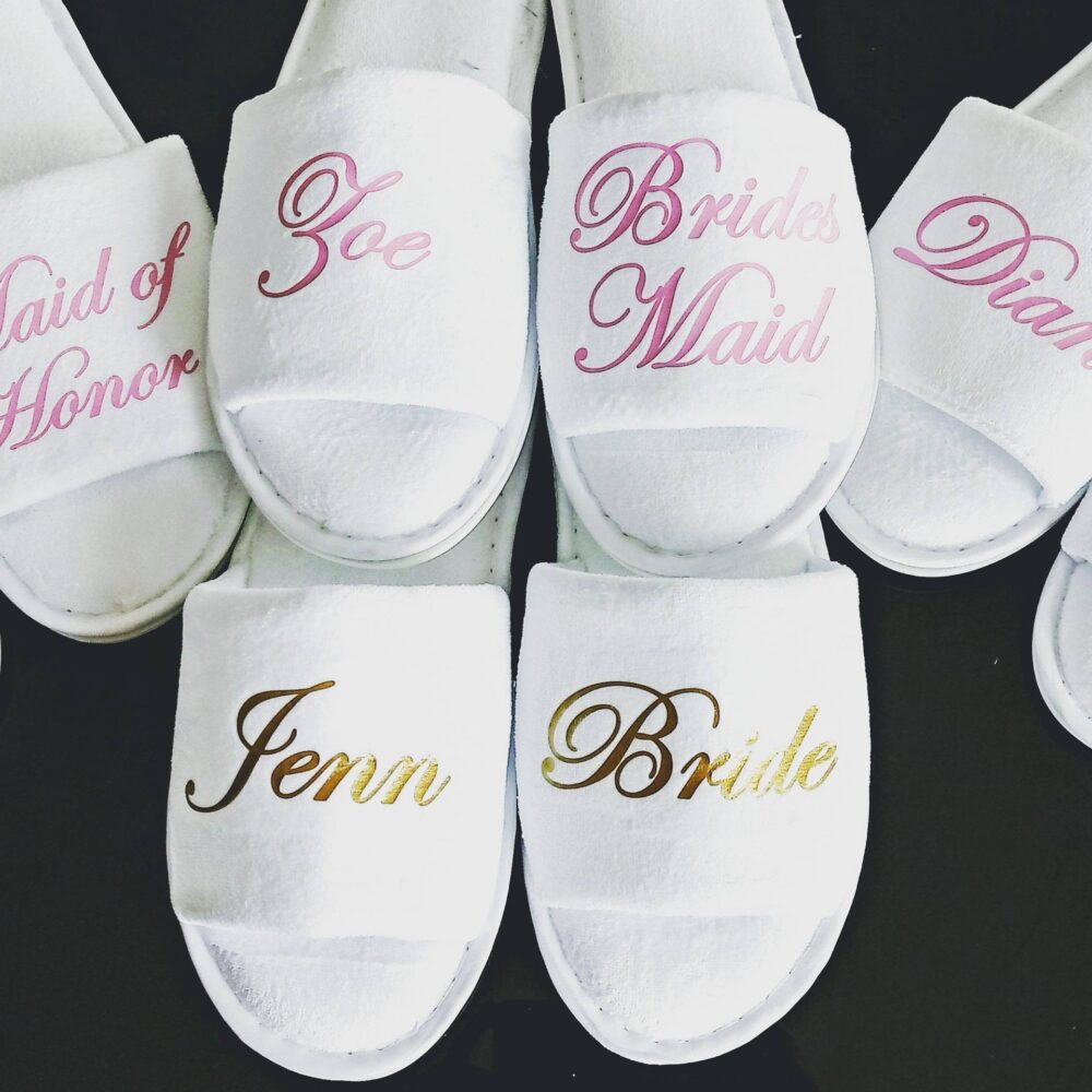 Personalized Bridesmaid Slippers - Bride -Maid Of Honor Gifts Wedding Mrs. Custom