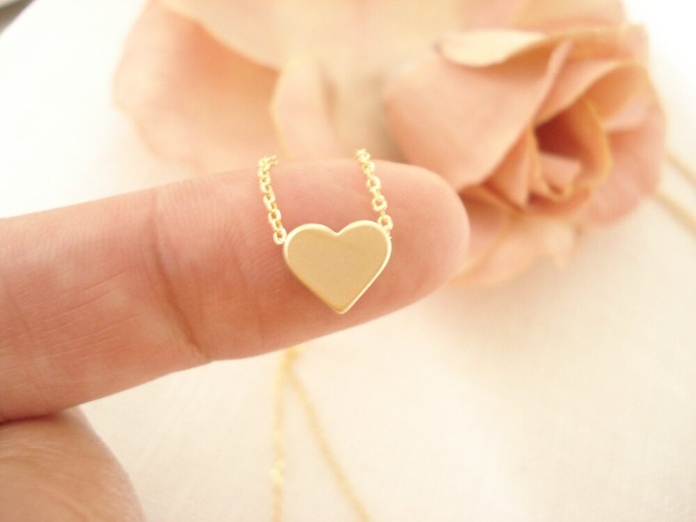 Heart Necklace...gold, Silver Or Rose Gold Handmade Bridal Jewelry, Bridesmaid Gift, Flower Girl, Wedding, Everyday Minimalist Pendant