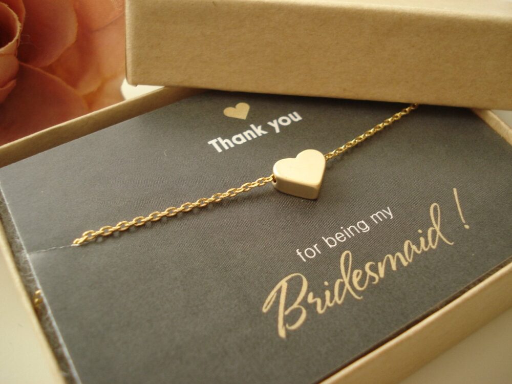 Tiny Simple Heart Necklace, Gold Or Rose Gold Handmade Bridal Jewelry, Bridesmaid Gift, Flower Girl, Wedding, Everyday Minimalist Pendant