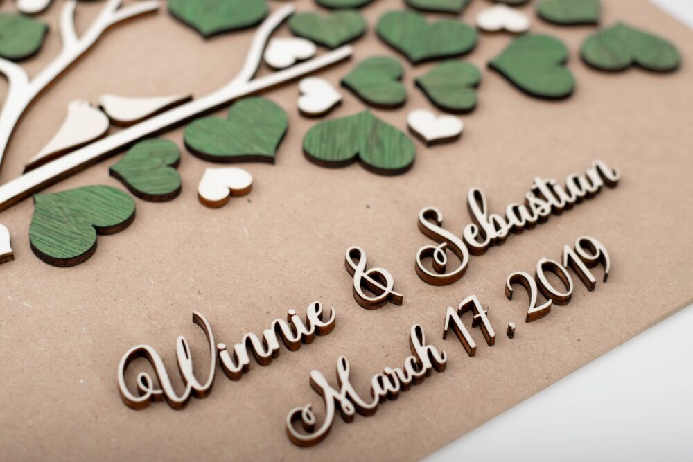 3D Love Tree Wedding Guest Book Alternative Tree Wood Custom Unique Hearts Leaves Rustic Wedding Wooden Tree Of Life