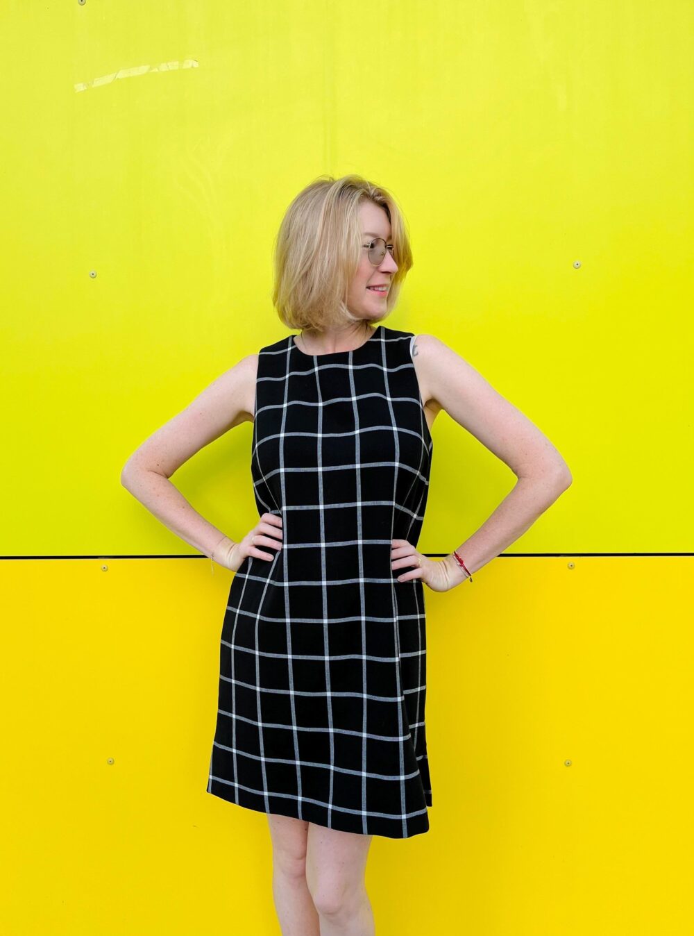 60S Black Checked Mini Dress - Sandro Ferrone Sleeveless Shift
