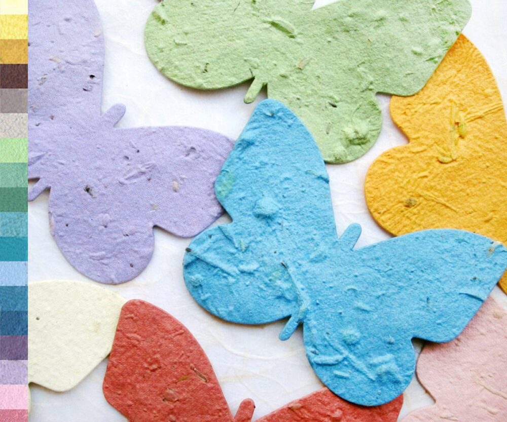 10+ Plantable Seed Paper Butterflies Wedding Favor Place Cards - Flower Favors Butterfly Lilac Bright Blue Etc