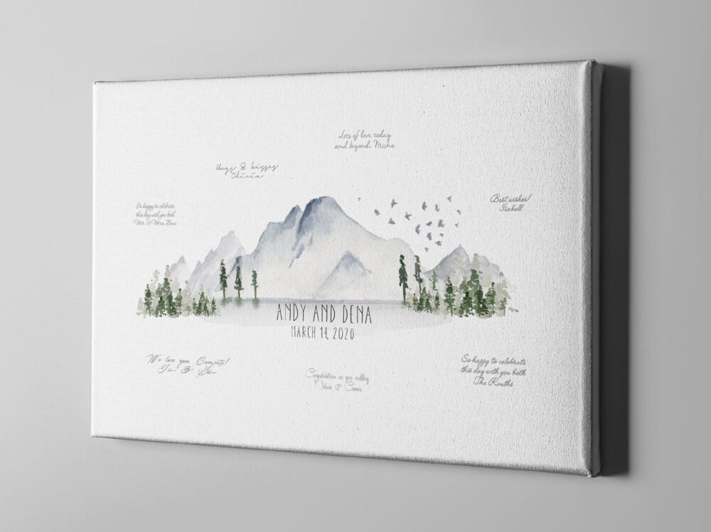 Canvas Wedding Guest Book, National Park Guestbook, Nature Gift For Couple, Anniversary Guestbook - Gb193