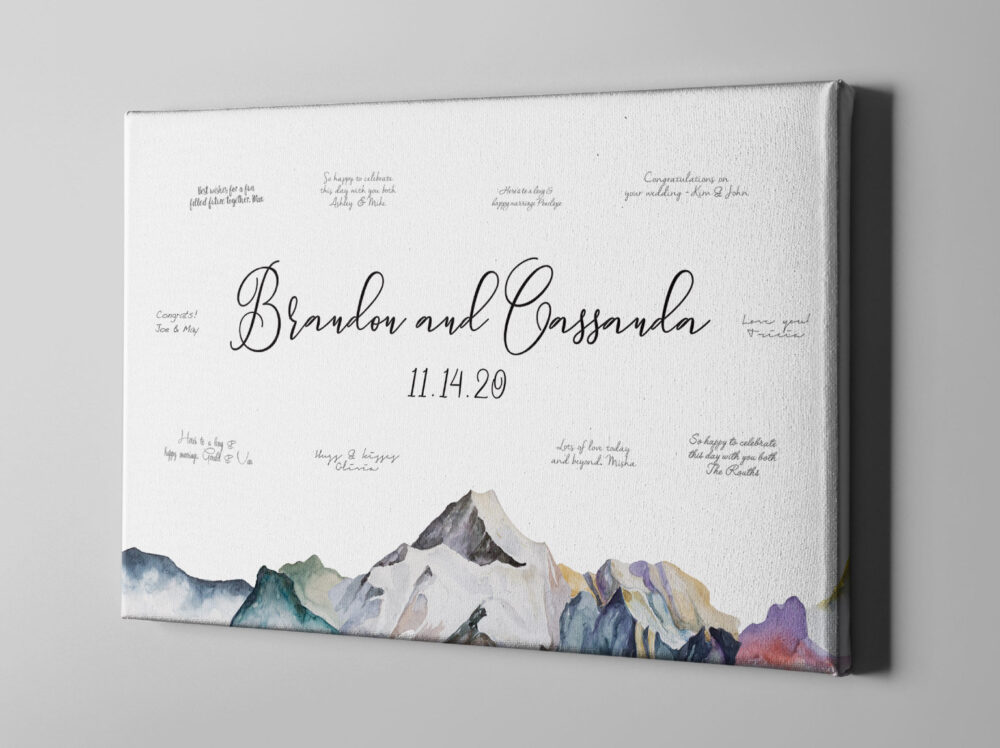 Canvas Guest Book, Snow Alps Wedding National Park Mountain Guestbook, Anniversary Gift Ideas - Cgb330