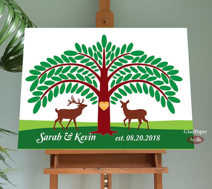 Wedding Guest Book Alternative, Tree Book, Rustic Guestbook Personalized Canvas