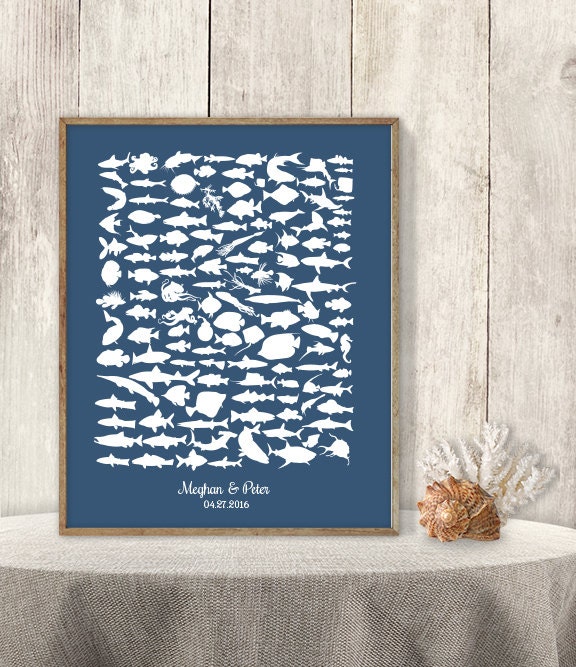 Tropical Wedding Guestbook, Canvas Keepsake, Nautical Theme | Custom Sizes