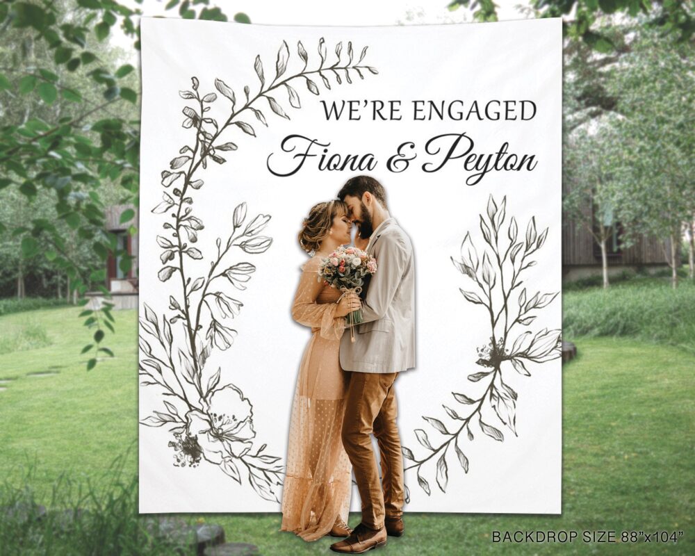Engagement Party Decoration, Engagement Wall Sign, We're Engaged Photo Booth Backdrop, Rustic Couple Shower Backdrop - Epb19
