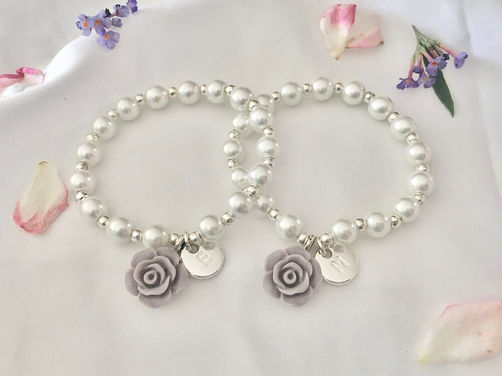 Mocha Color Flower Girl Bracelet Gift Ideas Little Mocha Wedding Purple Gray