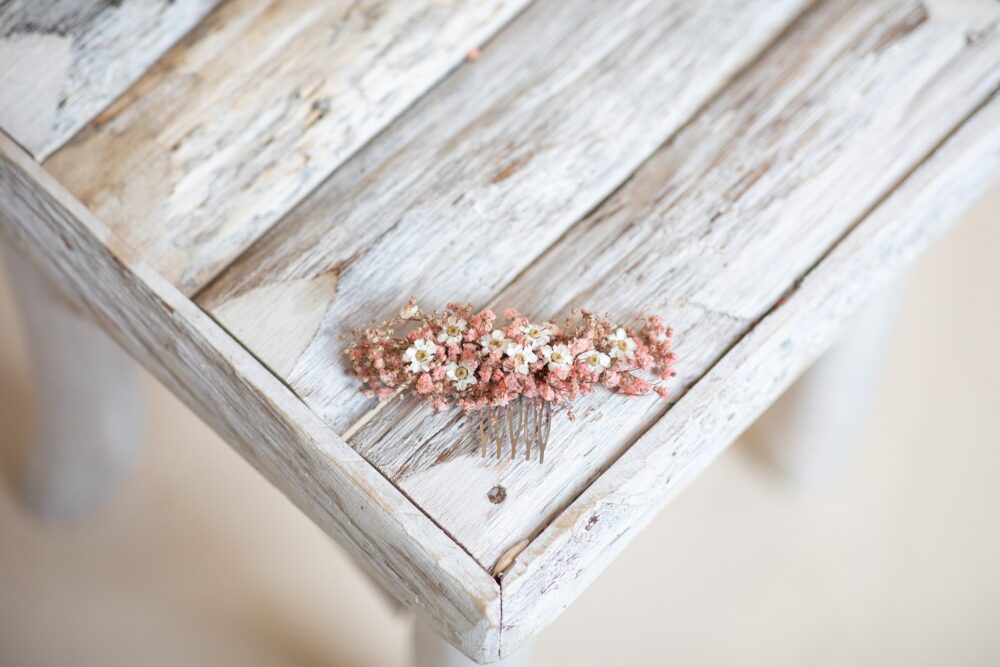 Blush Dried Flower Hair Comb Wedding Baby's Breath Accessory