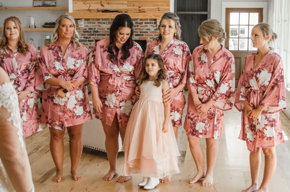 Floral Satin Bridesmaid Robe Bridal Party Getting Ready Gown