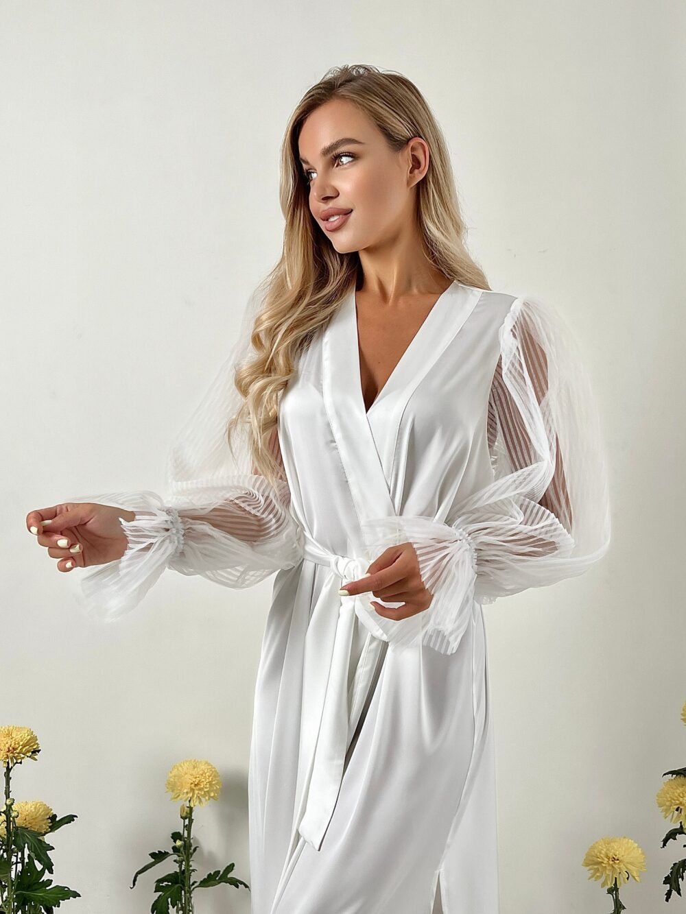 Bride Robe For Wedding Day White Bride Dressing Gown Lace Bridal Long Satin Bridesmaid Gift