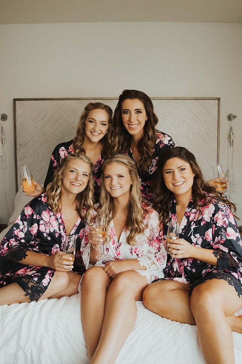 Sale Floral Robes For Bridesmaids, Bridesmaid Gifts, Bridal Party Robes, Wedding Lace Bride Robe, Mother in Law Gifts