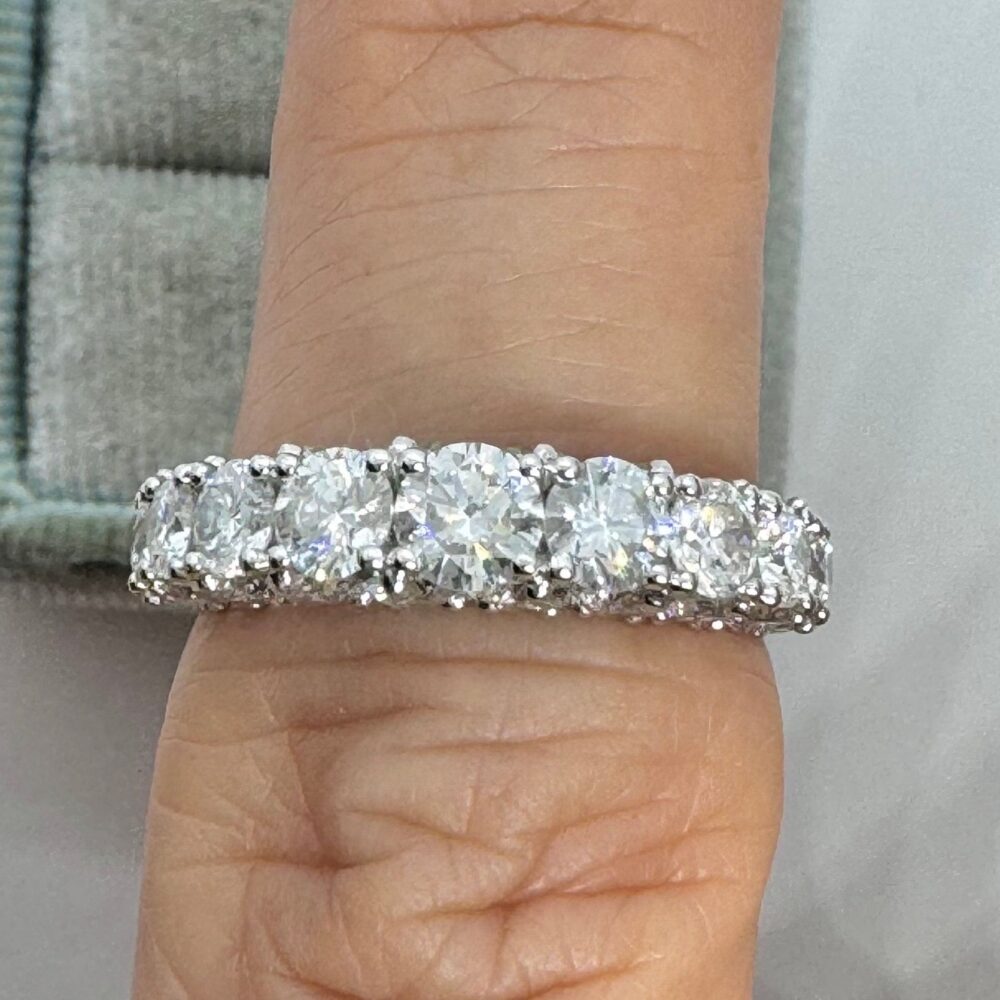 Diamond Wedding Band, 18K White Gold Natural 3D Band 2.92 Carats Real Ring