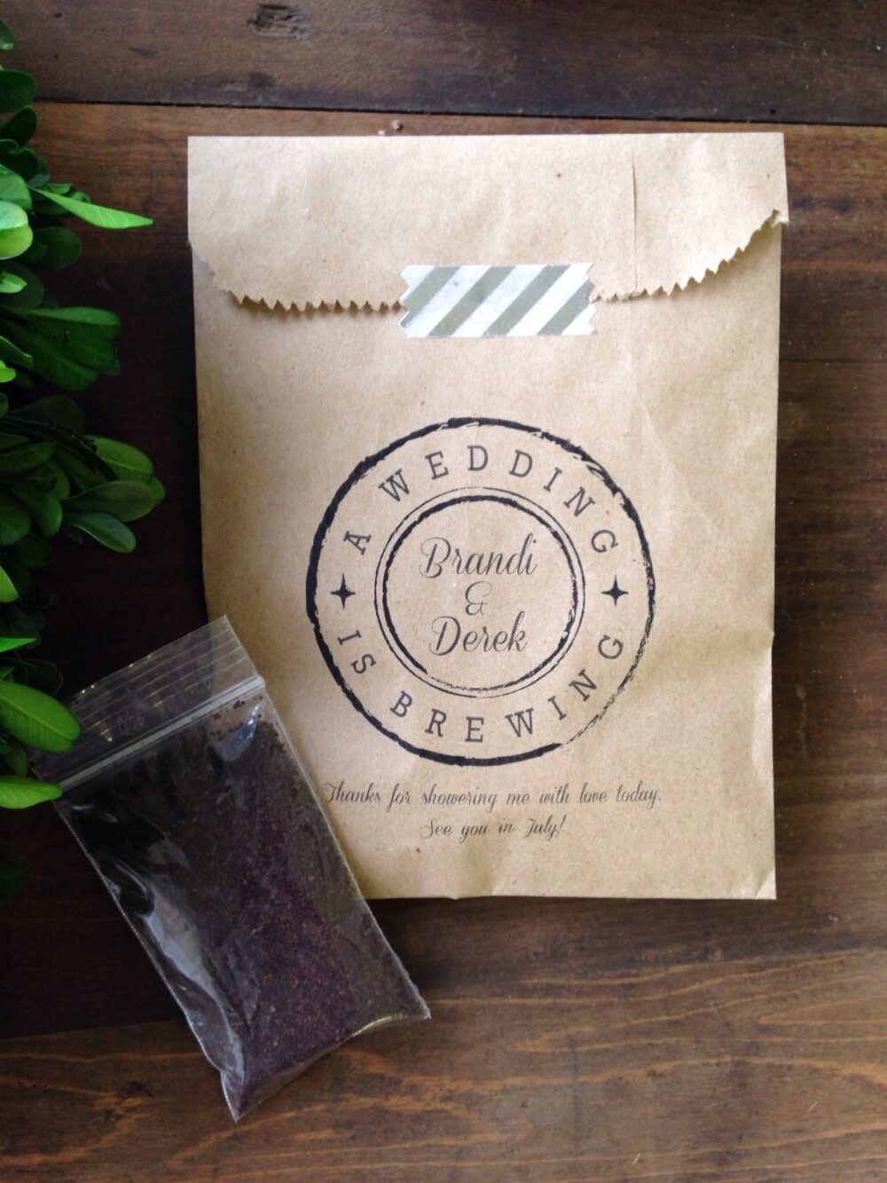 Coffee Wedding Favor Bags- A Is Brewing -Bridal Shower Favor, Anniversary, Engagement Party Favors - 25 Bags