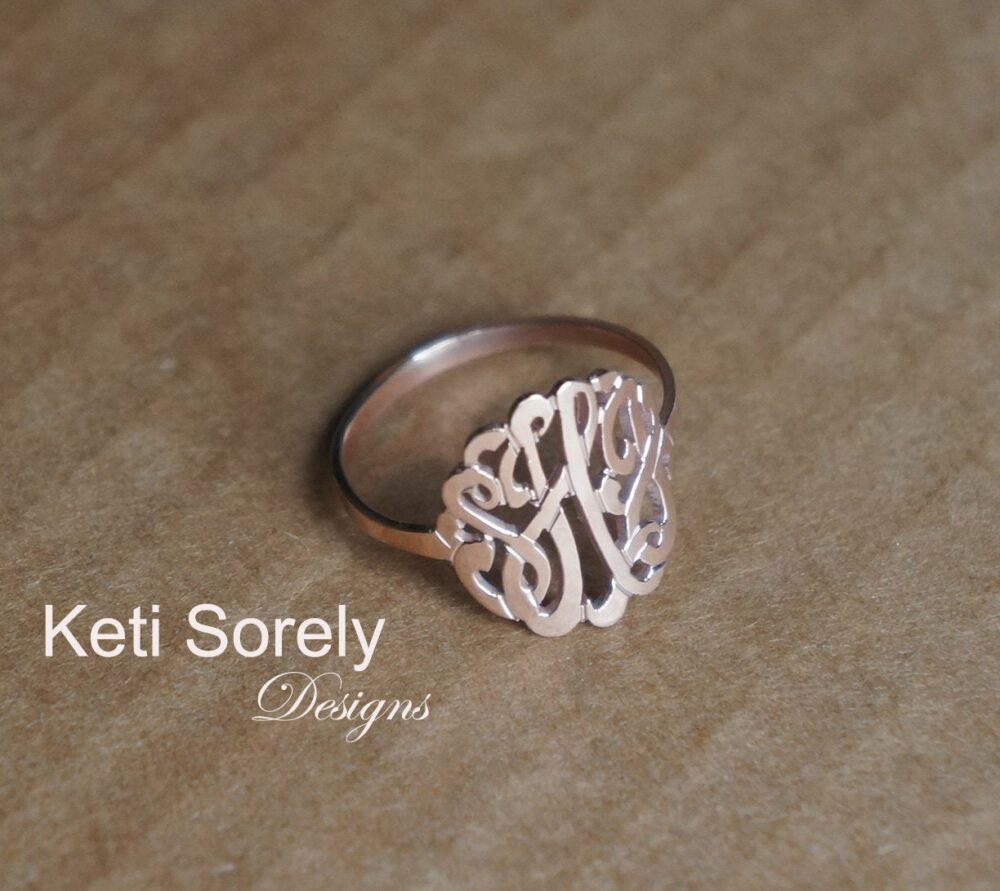 10K, 14K, 18K Solid Gold Or Silver Monogram Initials Ring, Personalized Gift For Wedding, Anniversary, Birthday, Christmas, Just Because
