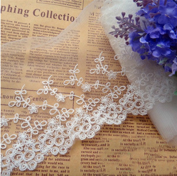10 Yard/Lot Width 12cm 4.72" White Mesh Embroidery Lace Trim Ribbon Fabric For Dress Clothing 11829L4K472