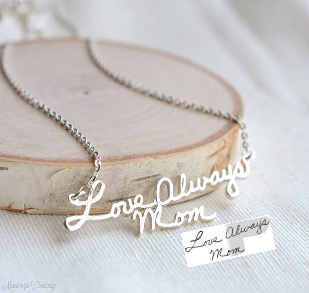 Handwriting Necklace - Signature Necklace Autograph Personalize Name Handmade Jewelry Stocking Stuffer