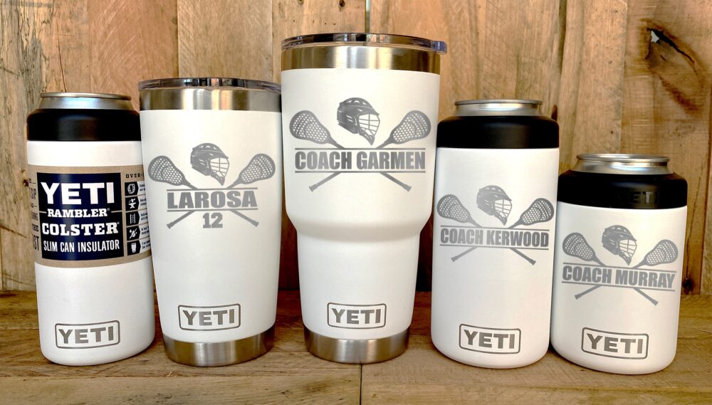 Yeti Stainless Steel Tumbler Laser Engraved 20 Or 30 Oz. & Can Colsters - Personalized Lacrosse Player, Coach Gift, Select Color