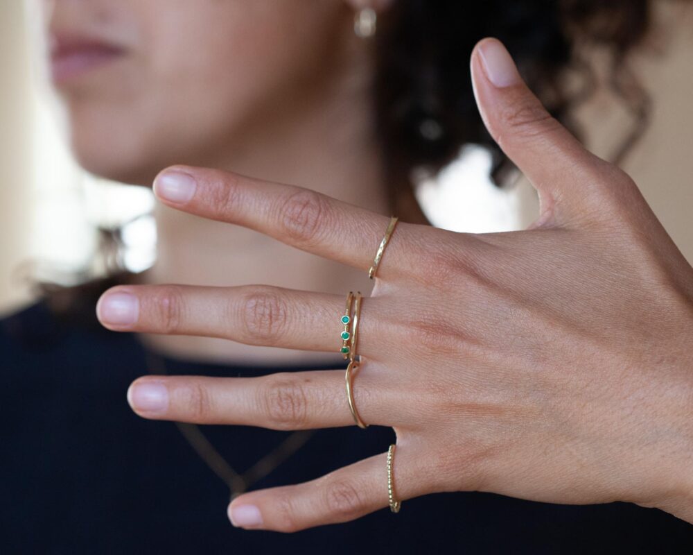 Birthstone Rings, Solid Gold Ring Set, Emerald, Garnet, Amethyst, Aquamarine, Diamond, Ruby, Sapphire, Tourmaline, Citrine, Topaz, Peridot