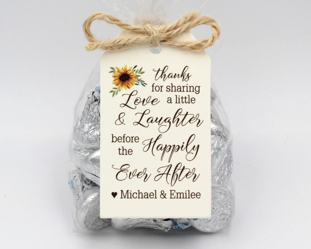 Sunflower Rehearsal Dinner Favor Kit | Love Laughter Happily Ever After Wedding Favor Kits, Diy Idea -3 Tag Color