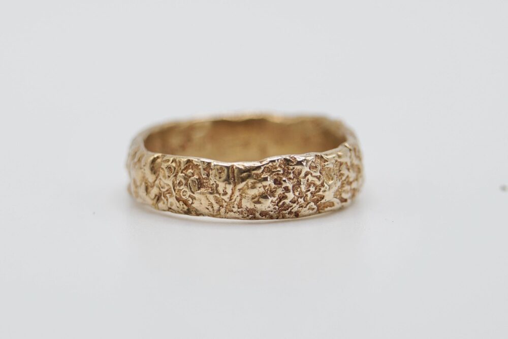 Lichen Wedding Ring Bands | Organic Textured Rings Gold Silver 6mm Wide