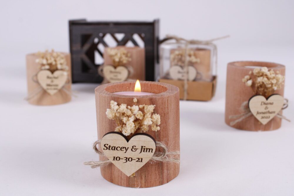 Wedding Party Favors For Guests, Bulk Favor, Rustic Funeral Personalised Tealight Holder, Wooden Candle Holder