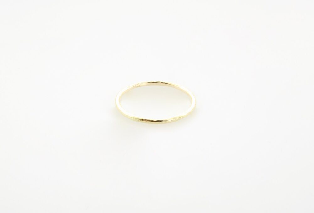14K Gold Hammered Band Simple Stacking Ring