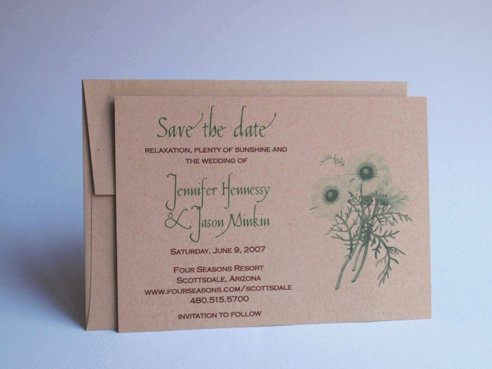 Rustic Wedding Save The Date - Spring Daisy Floral Date-Recycled Paper Flower Invitation