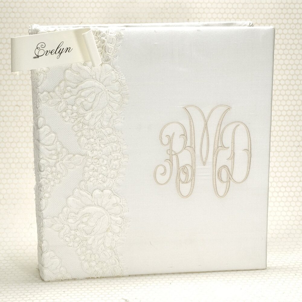 Lace Wedding Memory Book - Bride Gift From Mom Guestbook With Photos Unique Guest Monogram Guestbook- Evelyn