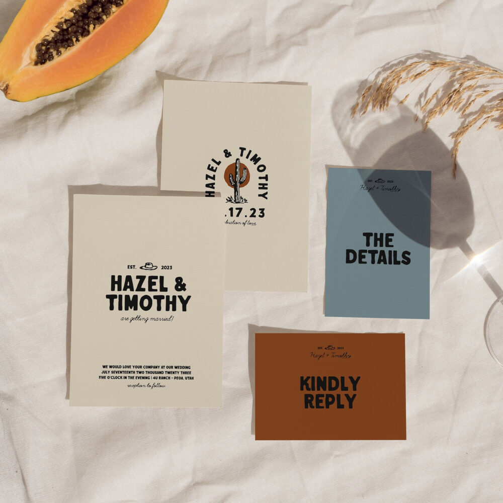 Western Wedding Invite | Vintage Invitation Minimal Bold Invitations Modern