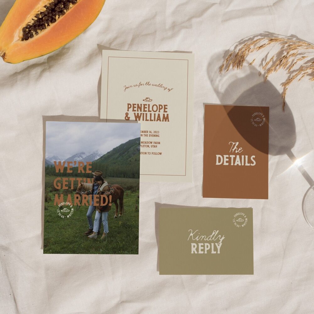 Western Wedding Invite | Vintage Invitation Cowboy Bold Invitations Modern