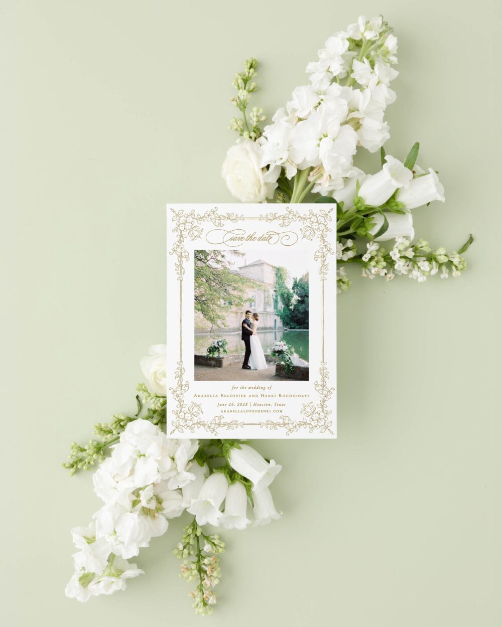 Rococo Save The Date, Elegant Wedding Date With Photo, Regency Dates, Invitation Cards | Arabella