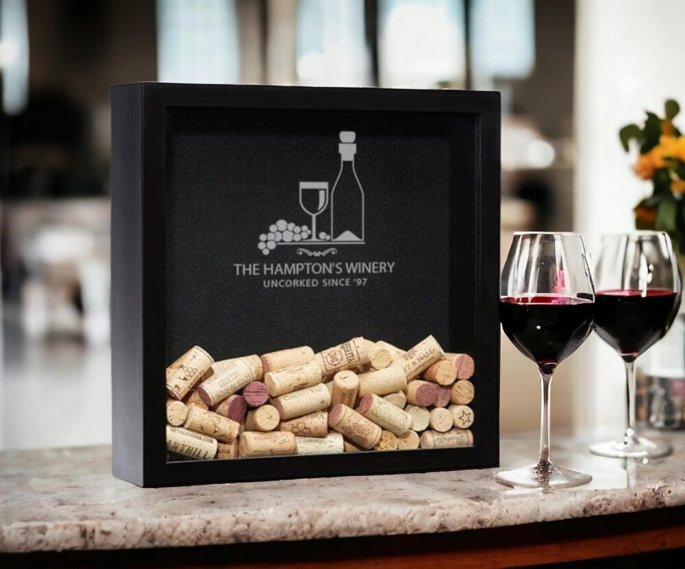 Family Name Est Date Wine Gift, Cork Shadow Box, Lover, Gift For Mom, Holder, Keeper, Rustic Box