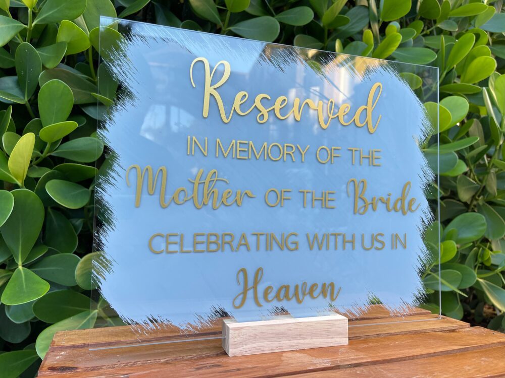 Mother Of Bride Memorial Sign | Clear in Loving Memory Acrylic Candle Lit Jacqueline