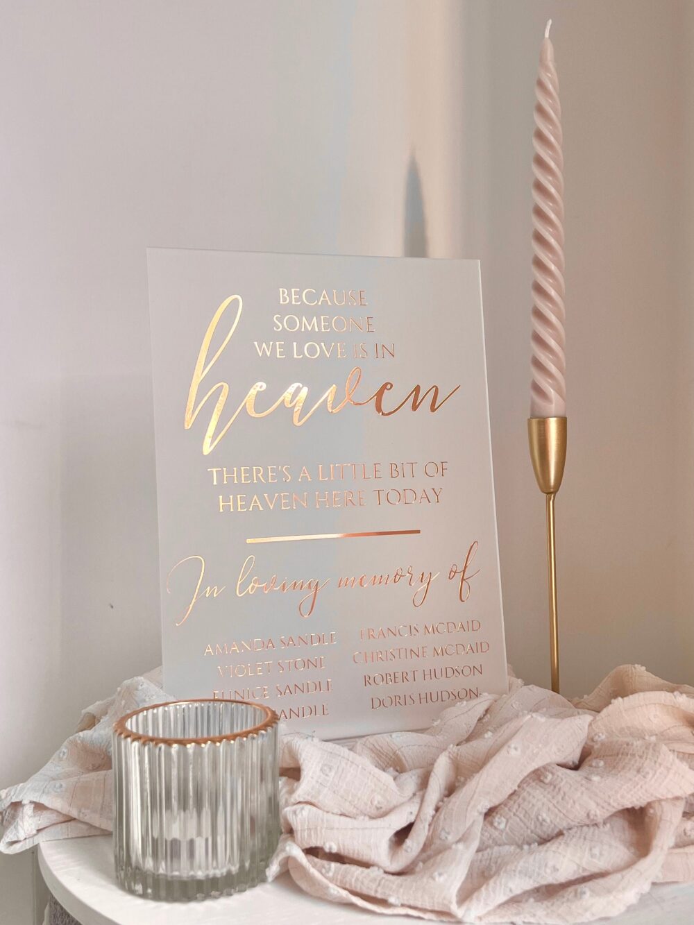 Wedding Memorial Sign, in Loving Memory Of, Remembrance Because Someone We Love Is in Heaven, Sign With Name