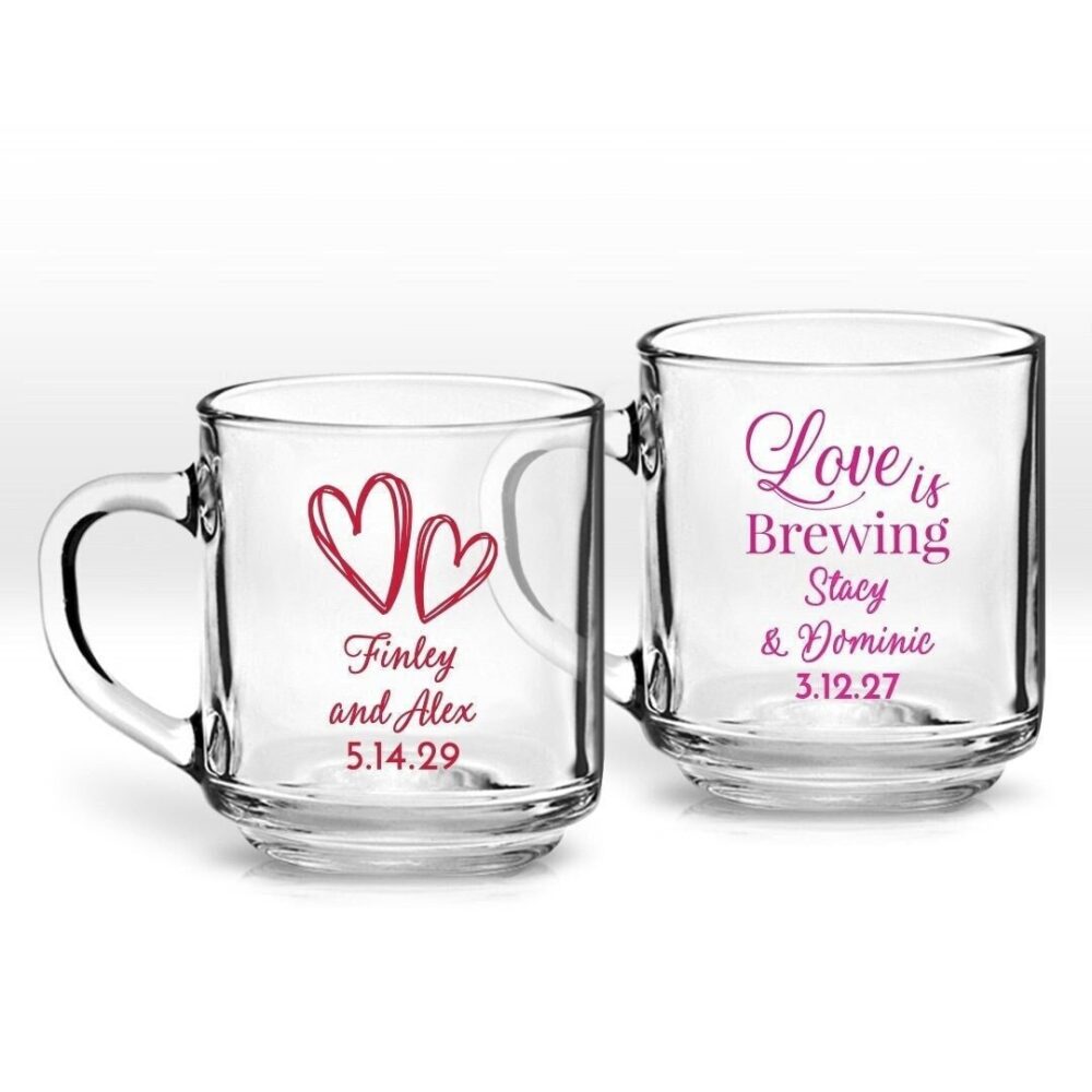 Wedding Personalized Clear Glass Coffee Mug Party Favors, Favors Mae68 - 18 Pieces