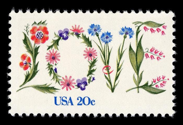 4x Love Floral Wedding Invitations Save The Date 1982 20C Postage Stamp Free Shipping #1 Source Best Prices On Vintage Stamps