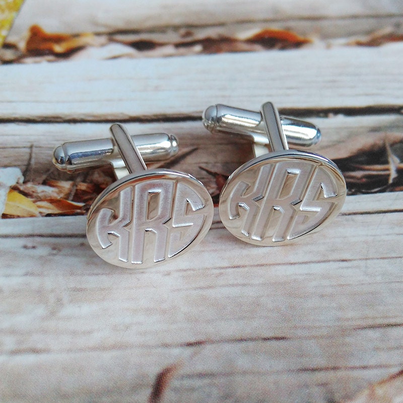 Mens Cufflinks, Groom Wedding Gift, Personalized Circle Cufflinkssilver Men Cufflinks, Engraved Monogram Cufflinks, Christmas Gift