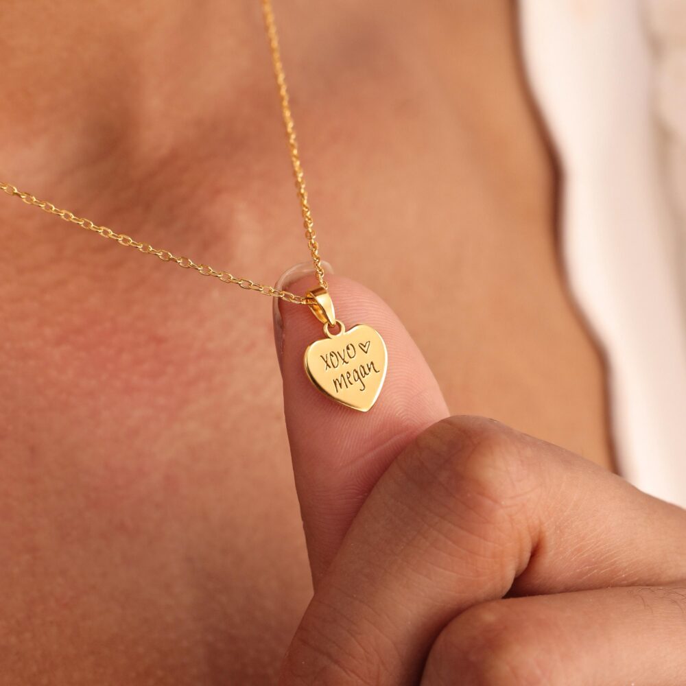 Mini Heart Charm Handwriting Necklace By Kyuc Studio - Actual Signature Memorial Gifts- Gift For Mom