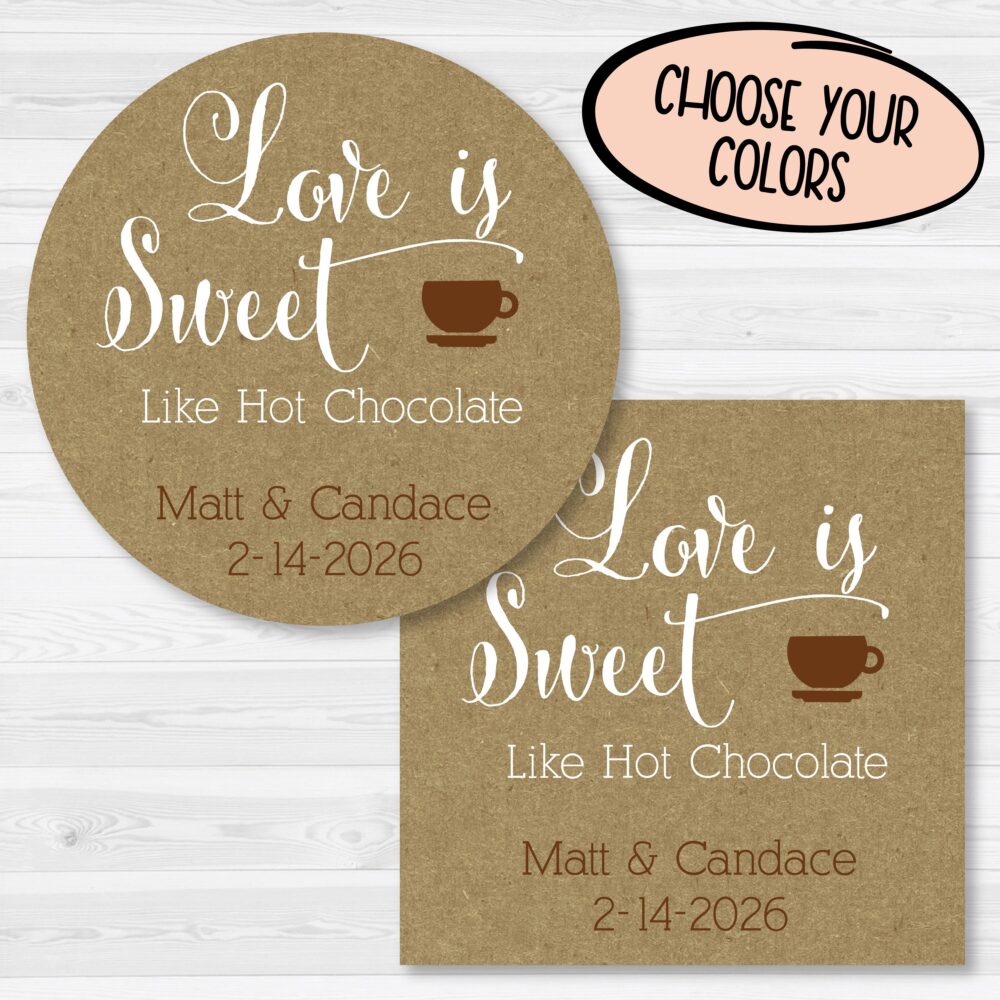 Hot Cocoa Wedding Stickers | Chocolate Favor Labels Autumn 177-Kr