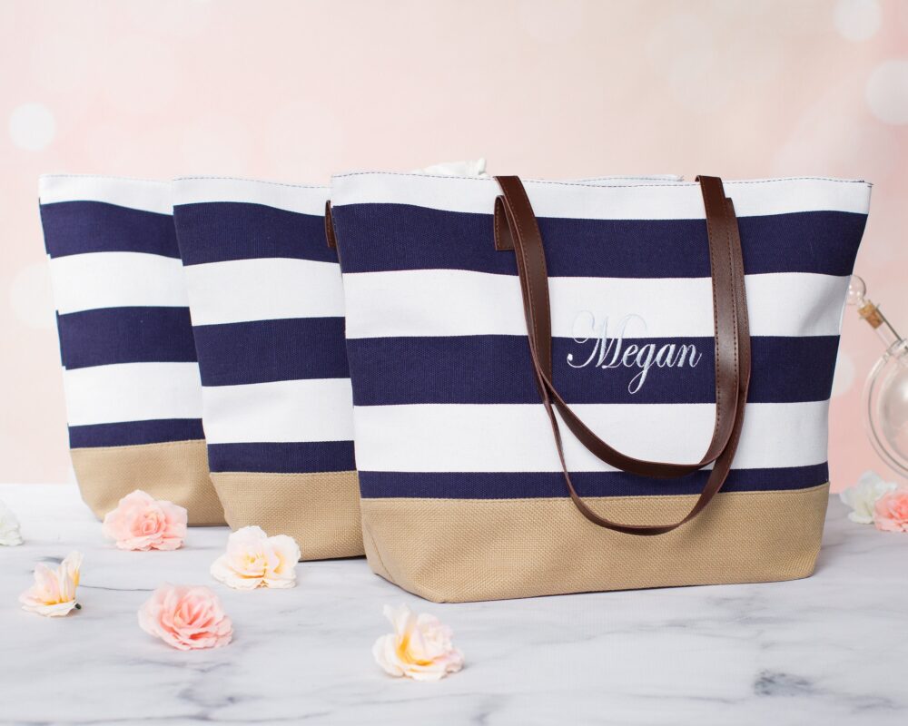 Bridesmaids Gift Tote Bag, Personalized Nautical Tote, Nauti Bride Party Gift, I Do Crew Wedding Will You Be My Bridesmaid Bag