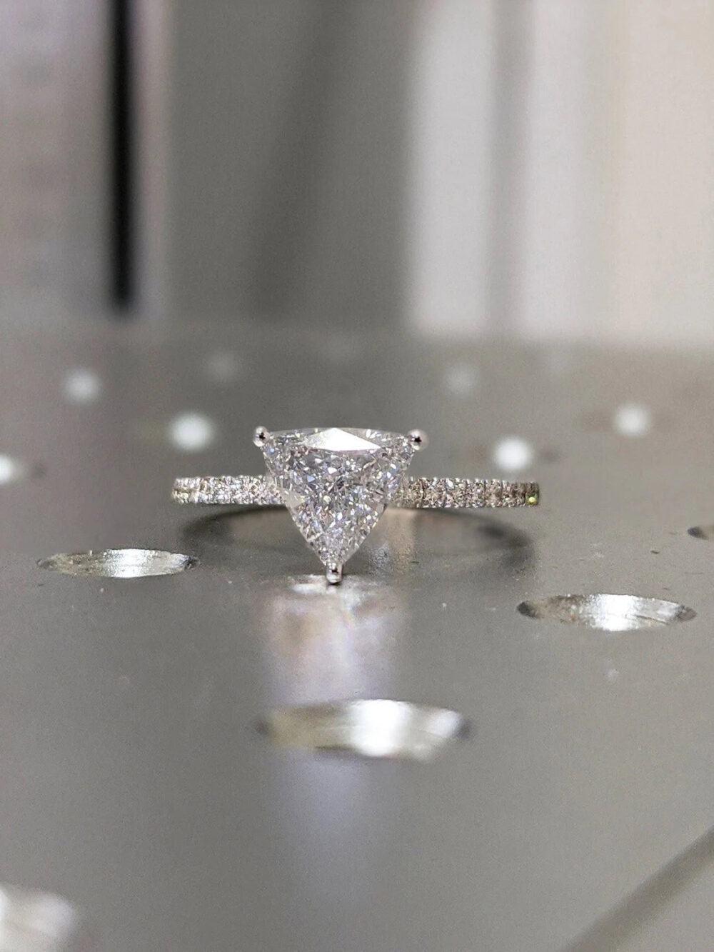 14K Solid Gold Engagement Ring /1.5Ct Trillion Moissanite Wedding Ring/Moissanite Ring/stack Ring/Promise Ring/Rose Gold