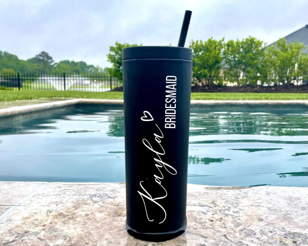 Bridesmaid Gift, Personalized Tumbler, 18 Oz Acrylic Tumbler With Straw, Bachelorette Party, Proposal, Wedding Cups