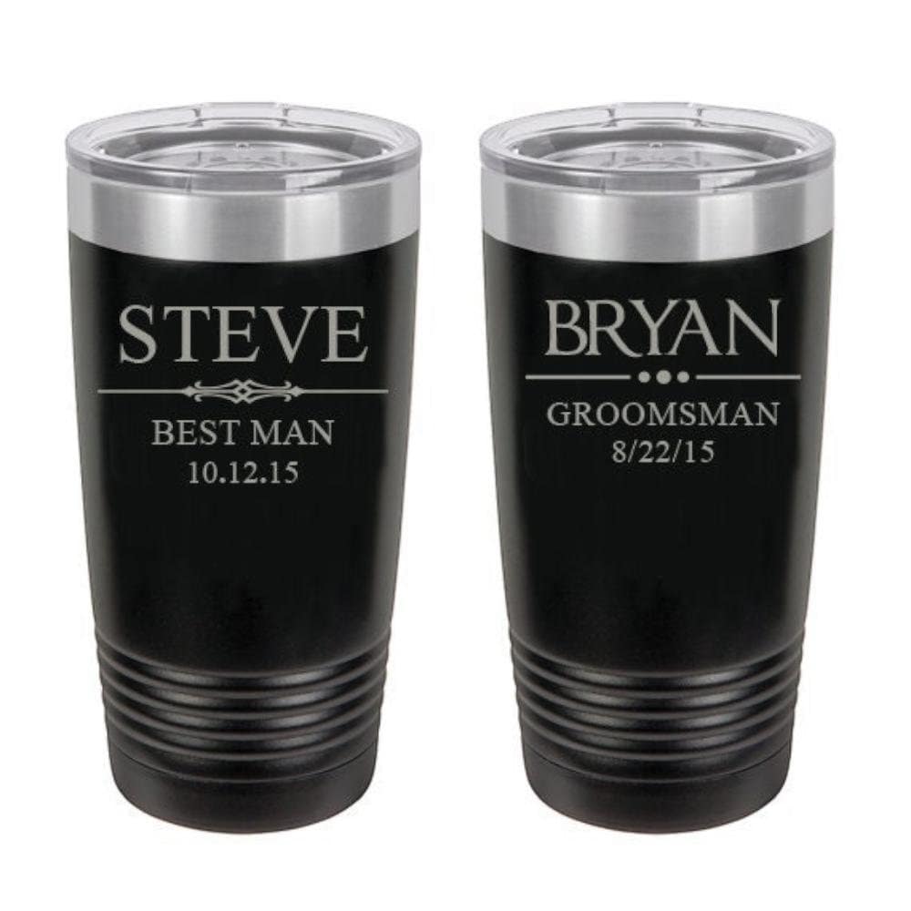 Groomsmen Gift, 20 Oz Personalized Tumbler, Best Man Coffee Engraved Groom Mug, Water Bottle, Custom Wedding Favors