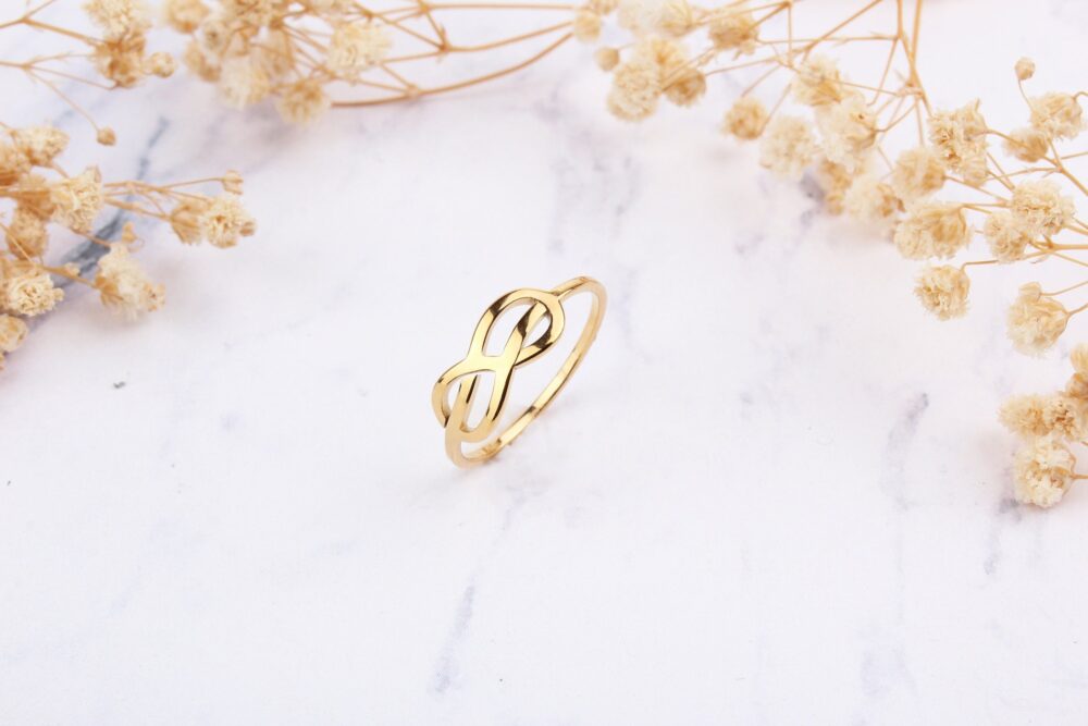 14K Solid Gold Infinity Knot Ring Handmade Love Ring