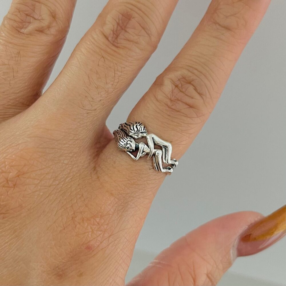 sterling Silver Lovers Ring, Partners Couple Love Ring Set, Set