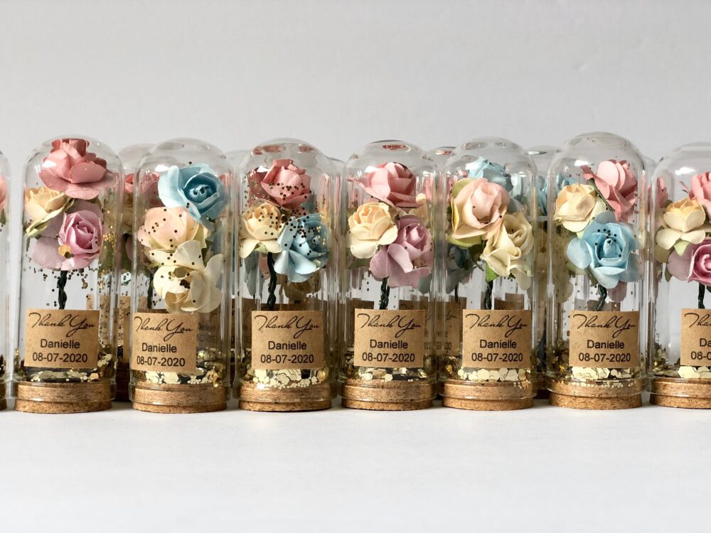 10 Pcs Wedding Favors For Guests, Personalized Engagement Favors, Custom Glass Cloche Dome Beauty & The Beast Party Gift