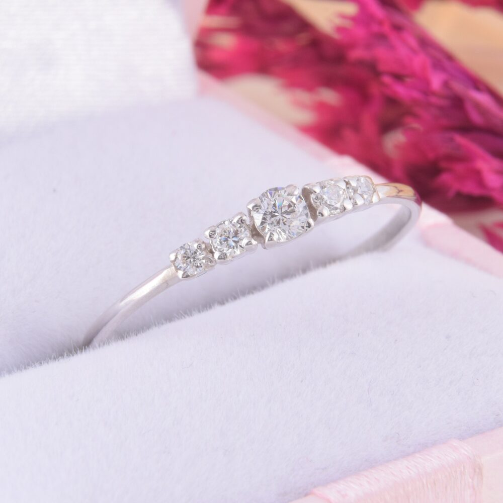 Unique Simple & Dainty Silver Promise Ring For Her, White Cz Womens Ring, Small Delicate Womens Anniversary Gift