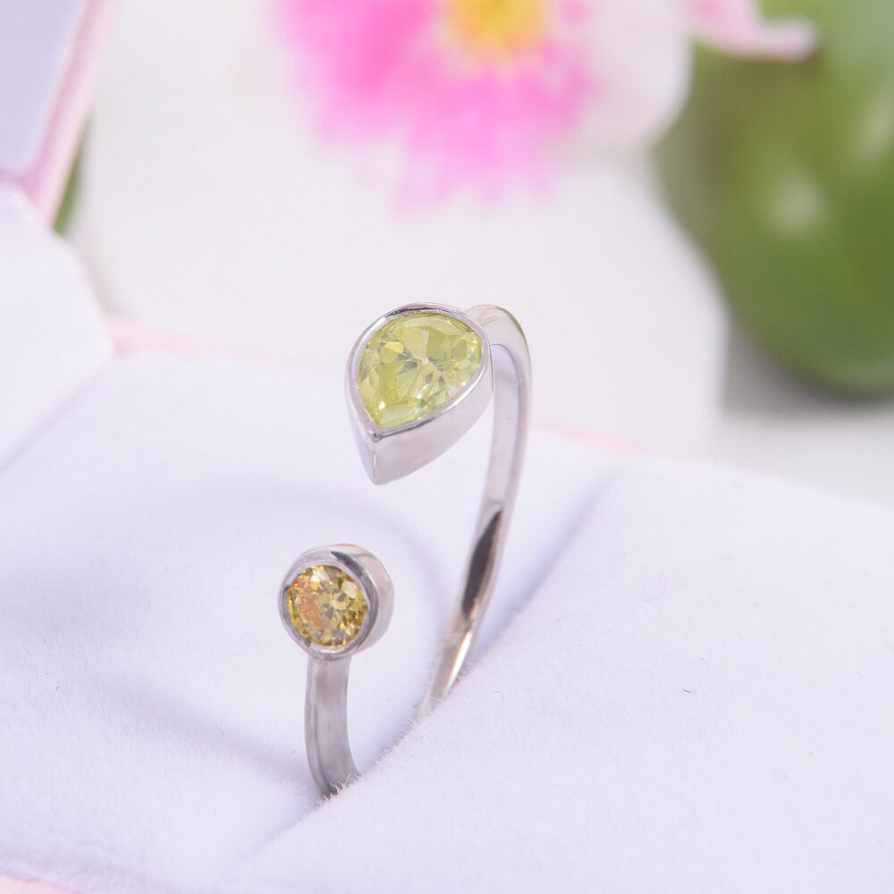 Birthstone Family Ring, Mothers 2 Birthstone Unique Mothers Gift For Mom Silver Mother Ring